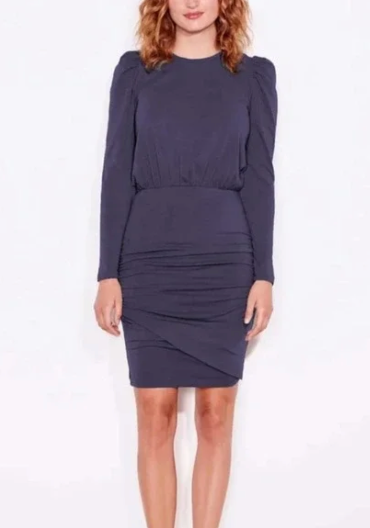 Puff Sleeve Shirred Dress