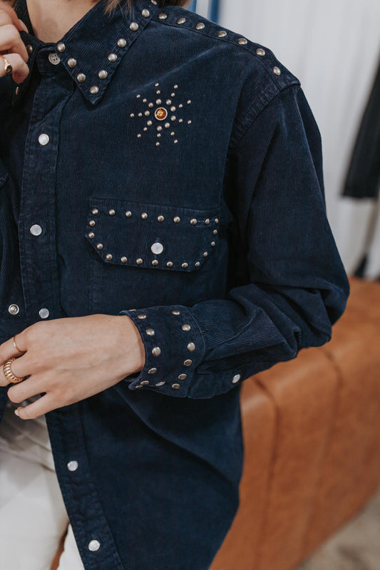 Upcycled Corduroy Shirt with Studs