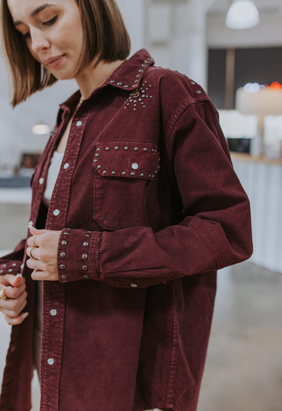 Upcycled Corduroy Shirt with Studs